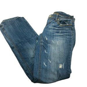 Almost Famous Women's Size 3 Distressed Denim Blue Jean Preowned Good Condition